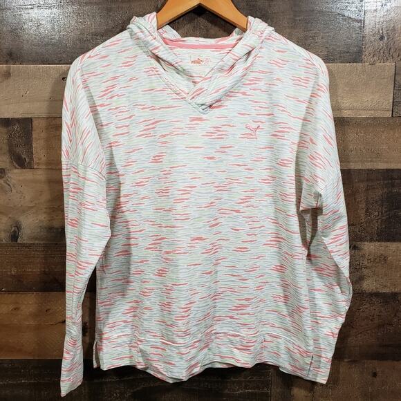 Puma colorful dry cell long sleeve hooded athletic shirt woman's size medium - Picture 1 of 11